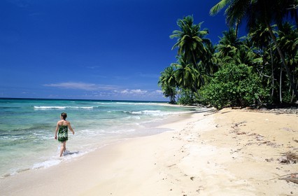 République Dominicaine, péninsule de Samana, plage sauvage et déserte El Limon près de Miches