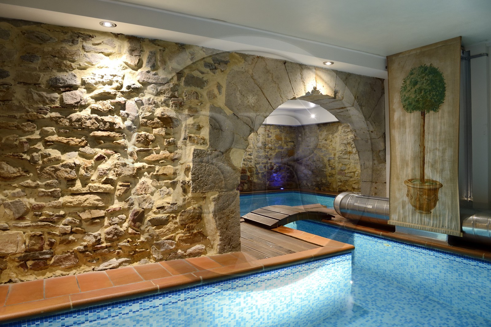 France, Rhône (69), Lyon, le Grand Hôtel des Terreaux, piscine intérieure