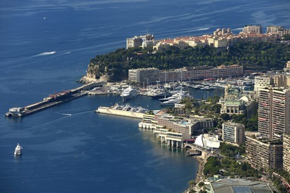 Principality of Monaco, view over Monaco from the Moyenne Corniche road