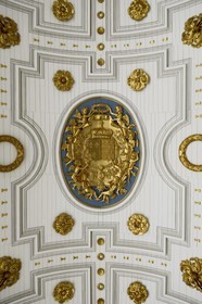 France, Ille-et-Vilaine (35), Rennes, le Palais du parlement de Bretagne aujourd'hui cour d'appel de Rennes, détail du médaillon central de la salle des pas-perdus