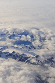 Norvège, Svalbard, glacier de la région sud du Spitzberg (vue aérienne)