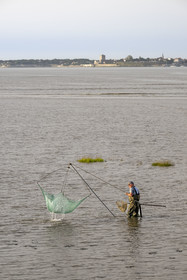 France, Charente Maritime, Port-des-Barques, net fisherman