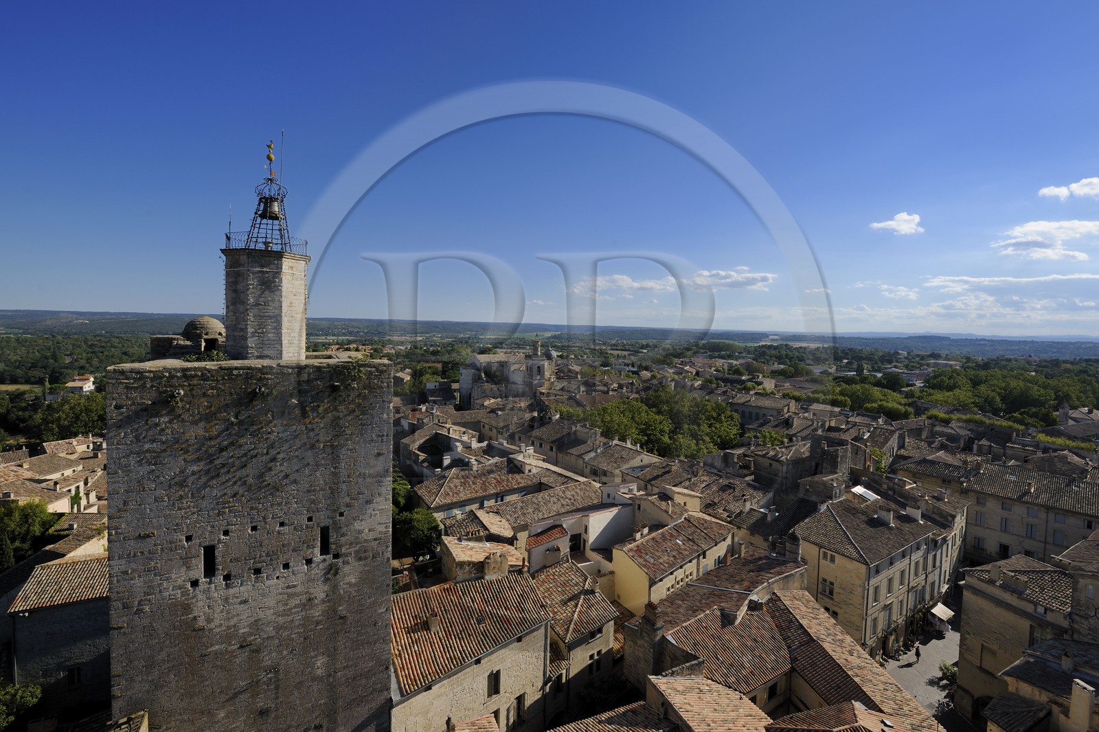 France, Gard, Uzes, Tour de l'Eveque seen from the Bermonde Tower from the Duke's castle