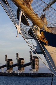 Caraïbes, Ile de la Barbade, Proue du Royal Clipper, amarré dans le port de Bridgetown