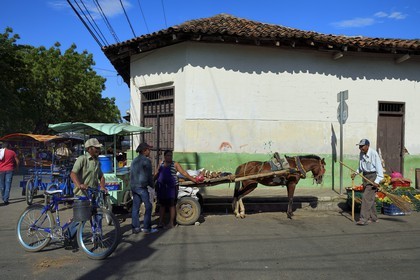 Nicaragua, Leon, quartier de Sutiaba, vendeuse de légumes aux abords du marché