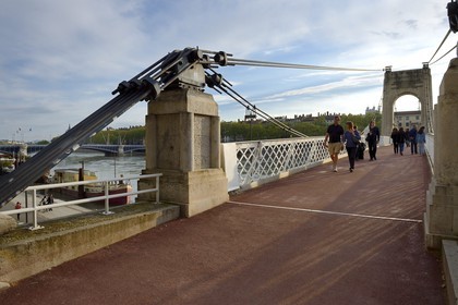 France, Rhone, Lyon, Rhone river banks, the passerelle du College over the Rhone