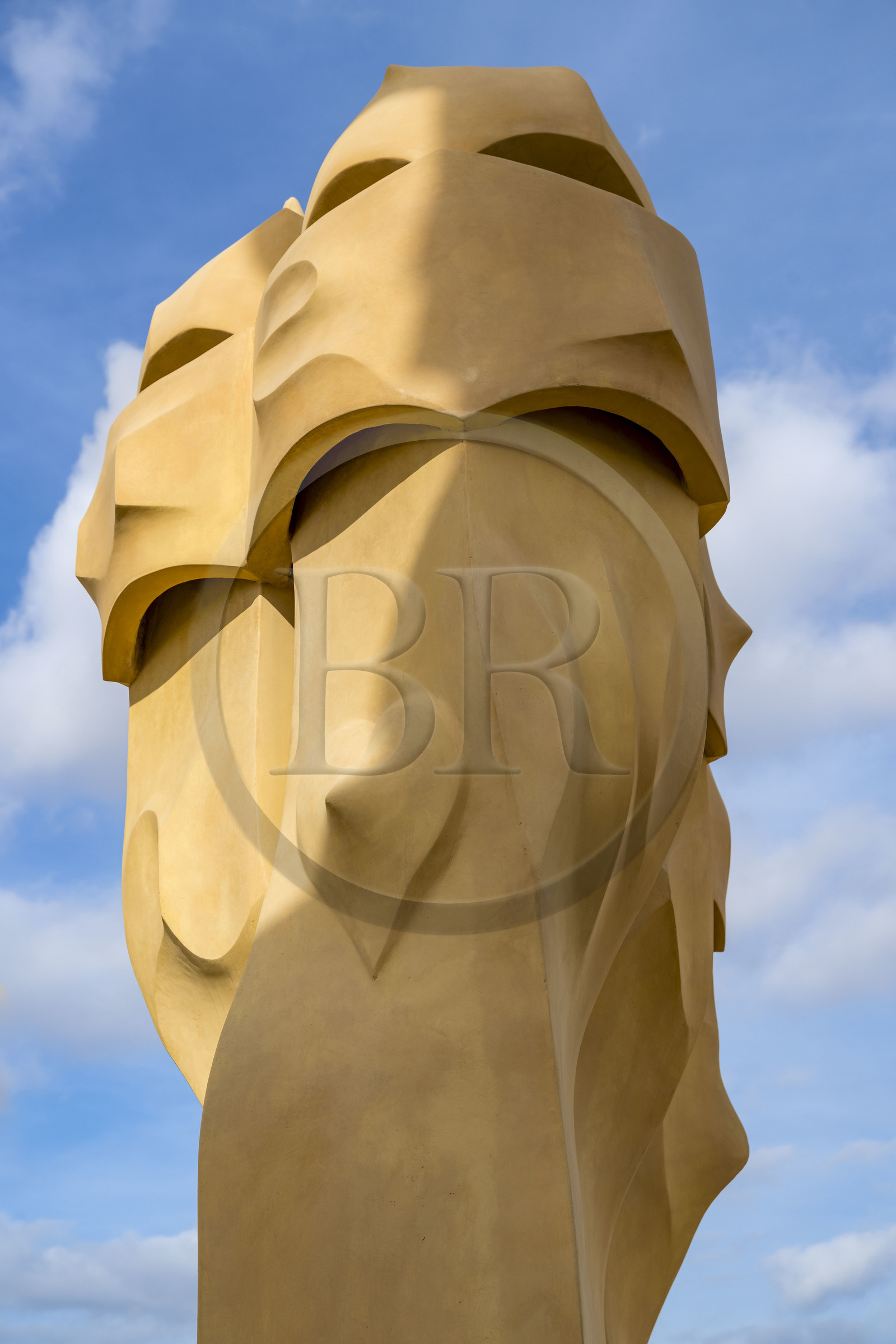 Spain, Catalonia, Barcelona, Eixample district, Passeig de Gracia, Pedrera or Casa Mila (1905-1910) by the Catalan modernist architect Antoni Gaudi, UNESCO World Heritage site, chimneys and ventilation towers on the roof terrace of the building