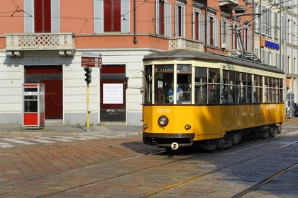 Italie, Lombardie, Milan, tramway via Cusani