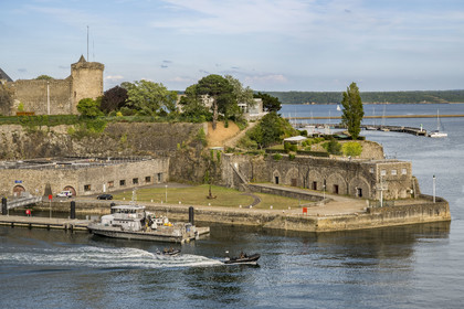 France, Finistère, Brest, the arsenal, the military port is a naval base of the French Navy, the castle which houses the National Maritime Museum at the mouth of the Penfeld river, residence of the maritime prefect on Pointe du Rocher