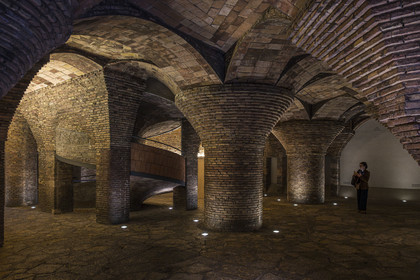 Spain, Catalonia, Barcelona, the Güell Palace (Palau Güell) built between 1886 and 1891 by the Catalan modernist architect Antoni Gaudi, a UNESCO World Heritage site, the vaults of the old stables in the basement