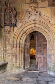France, Côtes d'Armor, Ploumanach (region of Perros Guirrec), entrance door of the chapel of the Brightness (Clarte)