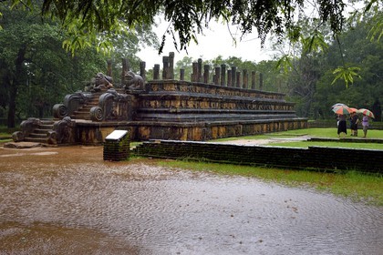 Sri Lanka, North Central province, Polonnaruwa, the former capital of the country (11th to 13th century) listed as World Heritage by UNESCO, Council Chamber (Raja Sabahawa) dating from the 12th century