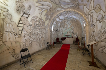France, Alpes-Maritimes (06), Villefranche-sur-Mer, la chapelle Saint-Pierre propriété de la prud’homie des pêcheurs et décorée par Jean Cocteau