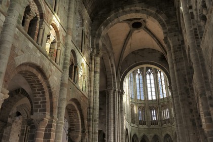 France, Manche (50), l'abbaye du Mont-Saint-Michel, classé Patrimoine Mondial de l'UNESCO, nef de l'église abbatiale