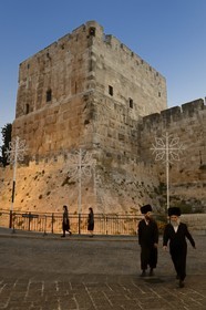 Israel, Jérusalem, ville sainte, vieille-ville classée Patrimoine Mondial de l'UNESCO, la citadelle édifiée près de la porte de Jaffa, la tour de Phasael dont la base date de la période hérodienne