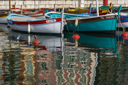 France, Alpes-Maritimes, Nice, listed as World Heritage by UNESCO, the old port or port Lympia, pointu boats which are traditional fishing boats