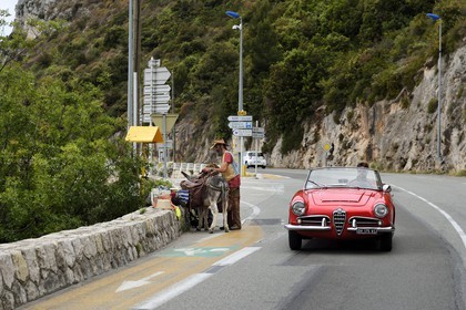 France, Alpes-Maritimes, La Turbie, collection convertible Alfa Romeo Giulietta on the Moyenne Corniche road