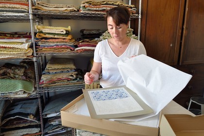 France, Var, Presqu'ile de Saint Tropez, Cogolin, the Manufacture Cogolin has been manufacturing rugs since 1924, archiving the collection of samples