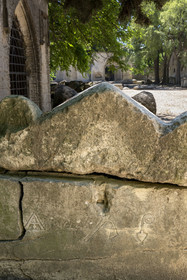 France, Bouches-du-Rhône (13), Arles, les Alyscamps, site classé Patrimoine Mondial de l'UNESCO, nécropole païenne puis chrétienne de l'époque romaine au Moyen Age, comprenant de très nombreux sarcophages