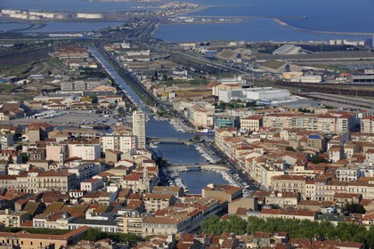 France, Herault, Sete, viewpoint from Notre Dame de la Salette, Canal de la Peyrade (Peyrade Canal)