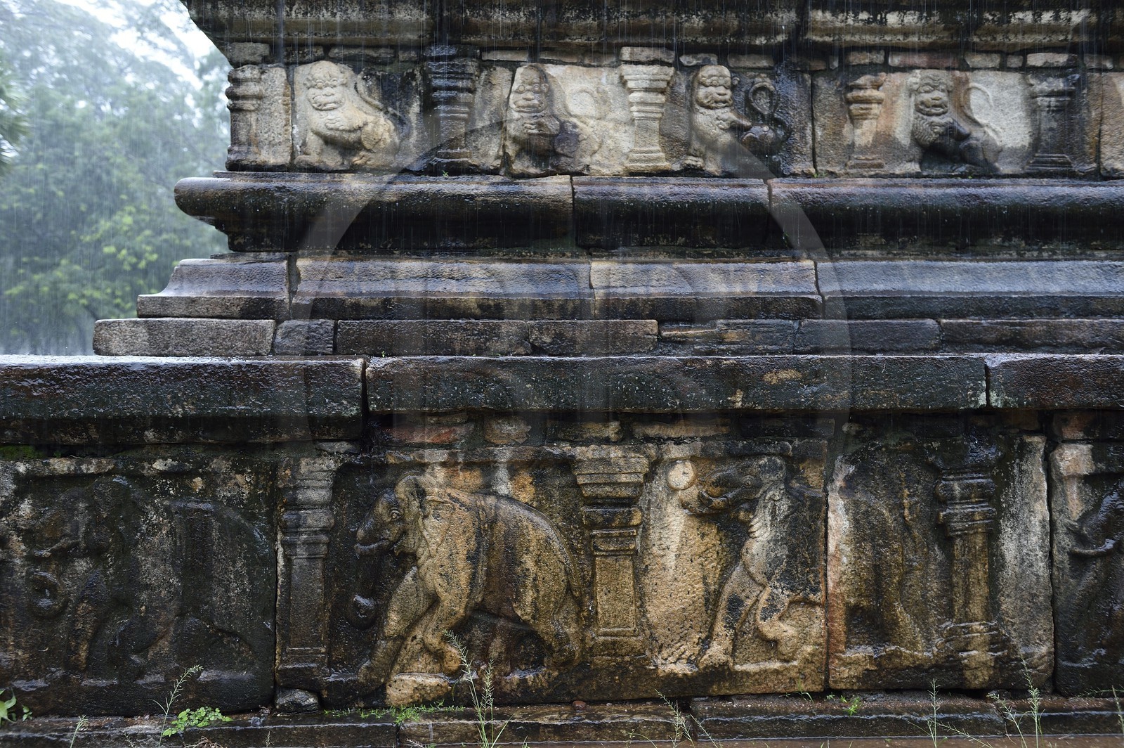 Sri Lanka, province du Centre-Nord, Polonnaruwa, l'ancienne capital du pays (XIe au XIIIe siècle) est classée au Patrimoine Mondial de l'UNESCO, Chambre du Conseil (Raja Sabahawa) datant du XIIe siècle