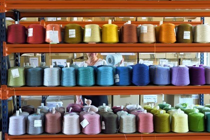 France, Var, Presqu'ile de Saint Tropez, Cogolin, the Manufacture Cogolin has been manufacturing rugs since 1924, stocking spools of wool threads