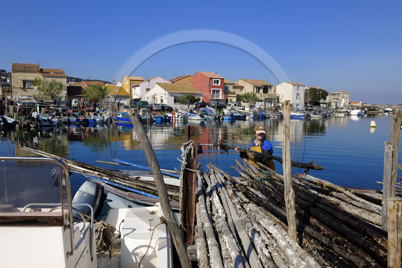 France, Hérault (34), Sète, quartier de la Pointe Courte, village de pêcheurs donnant sur l'étang de Thau, le petit port