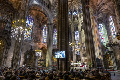 Spain, Catalonia, Barcelona, Barrio Gotico district, Metropolitan Basilica Cathedral of the Holy Cross and Saint Eulalia