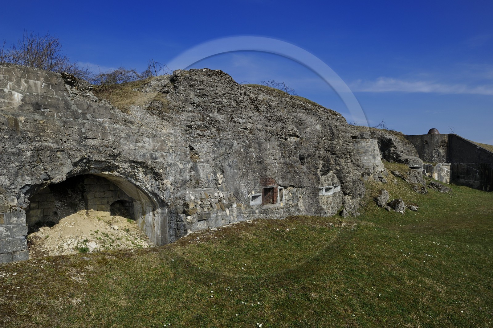 France, Meuse (55), Douaumont, fort de Douaumont, pièce maîtresse de la défense autour de Verdun qui fut pris par les allemands en 1916 puis repris par les troupes coloniales du Maroc la même année, casemate ouest