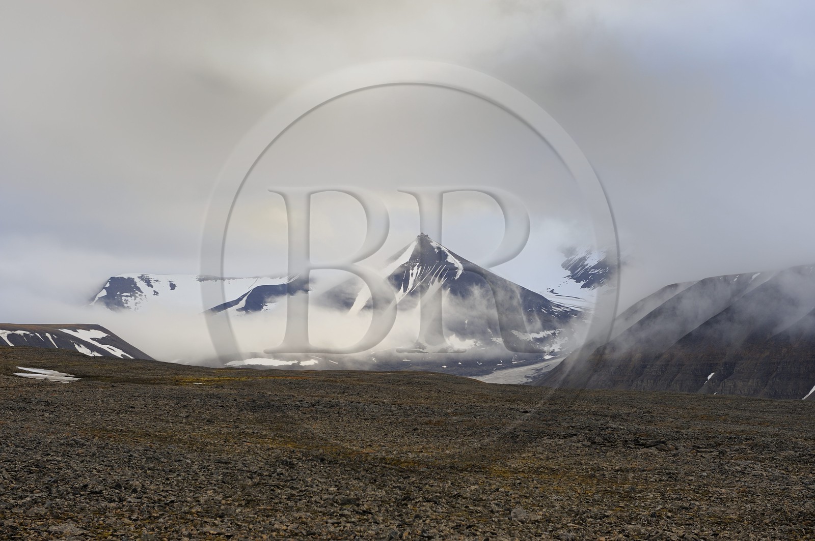 Norvège, Svalbard (Spitzberg), toundra dans la région de Longyearbyen