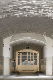 Spain, Catalonia, Barcelona, El Guinardo district, former Hospital de la Santa Creu i de Sant Pau listed as UNESCO World Heritage, modernist style by architect Domenech i Montaner, today a museum and a cultural center, It was composed of pavilions connected by underground passages.