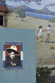 Nicaragua, Leon, Heroes and Martyrs Park, portrait of General Augusto Cesar Sandino