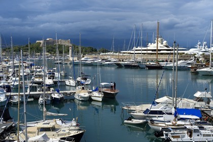 France, Alpes-Maritimes, Antibes, port Vauban and Fort Carré retouched by Vauban in the late 17th century