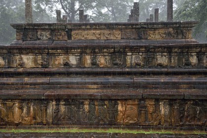 Sri Lanka, North Central province, Polonnaruwa, the former capital of the country (11th to 13th century) listed as World Heritage by UNESCO, Council Chamber (Raja Sabahawa) dating from the 12th century