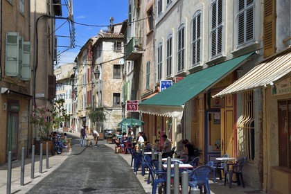 France, Var, Draguignan, rue de Trans in the heart of the old town