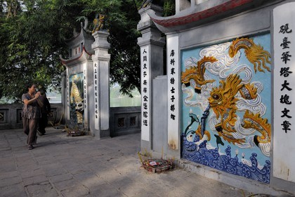 Vietnam, Hanoi, old town, Hoan Kiem Lake also called the small lake or Lake of the Restored Sword, Ngoc Son temple