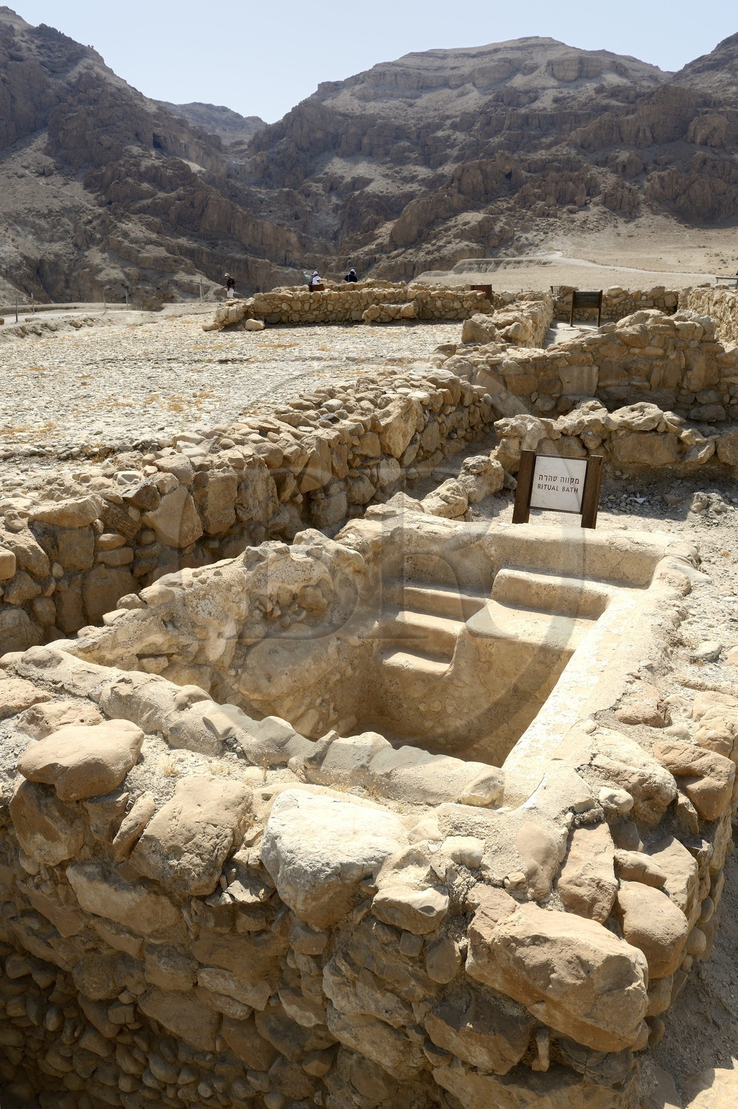 Israel, West Bank, Qumran National Park, ruins of the village adjacent to the caves of the discovery of the Dead Sea Scrolls