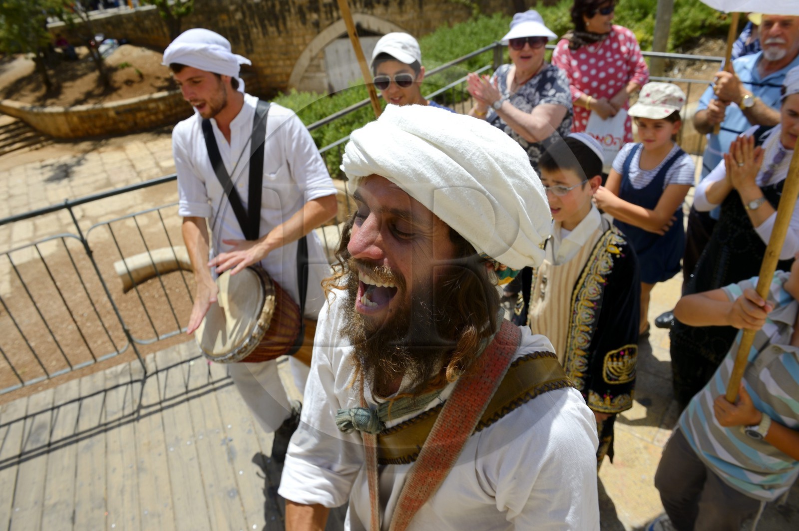 Israel, Jerusalem, holy city, the old town listed as World Heritage by UNESCO, one of the many ceremonies of Bar Mitzvah to move toward the Western Wall