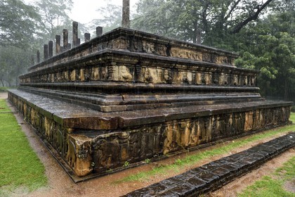 Sri Lanka, North Central province, Polonnaruwa, the former capital of the country (11th to 13th century) listed as World Heritage by UNESCO, Council Chamber (Raja Sabahawa) dating from the 12th century