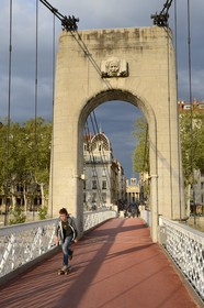 France, Rhone, Lyon, Rhone river banks, the passerelle du College over the Rhone