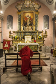 France, Alpes-Maritimes, Nice, listed as World Heritage by UNESCO, Old Nice, chapel of the Most Holy Trinity (Très-Sainte-Trinité) and the Holy Shroud which belongs to the brotherhood of the Red Penitents