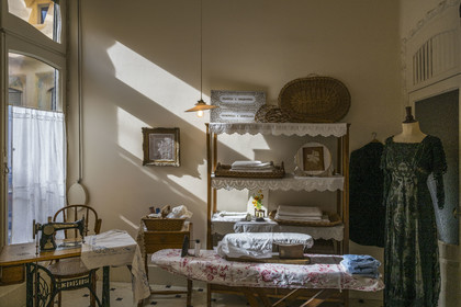 Spain, Catalonia, Barcelona, Eixample district, Passeig de Gracia, Pedrera or Casa Mila (1905-1910) by the Catalan modernist architect Antoni Gaudi, UNESCO World Heritage site, a service room of the apartment