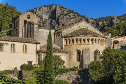 France, Herault, the Causses and the Cevennes, Mediterranean agro pastoral cultural landscape, listed as World Heritage by UNESCO, Saint Guilhem le Desert, labelled Les Plus Beaux Villages de France (The Most Beautiful Villages of France), the 9th century Gellone abbey