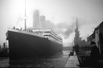 Royaume-Uni, Irlande du Nord, Cultra près de Belfast, Ulster Folk and Transport Museum photo collection, image du RMS Titanic quittant Southampton le 10 avril 1912
