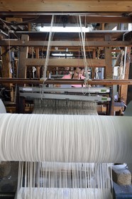 France, Var, Presqu'ile de Saint Tropez, Cogolin, the Manufacture Cogolin has been making rugs since 1924, most of them are woven by length on 19th century Jacquard hand looms, textured loom