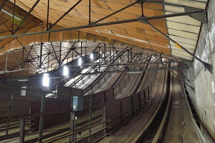 France, Puy de Dome, Clermont Ferrand, Test tracks at the Michelin plant in Cataroux, three 450 m long slides with curved ends having between 20 m and 30 m high
