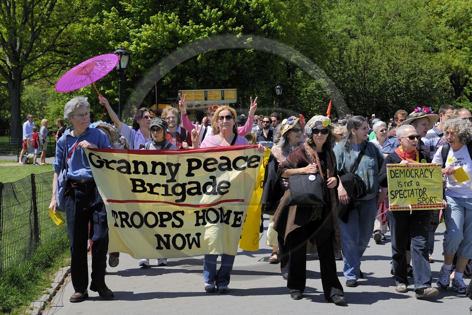 United States, New York City, Manhattan, Central Park, peace march and rally against U.S. military involvement