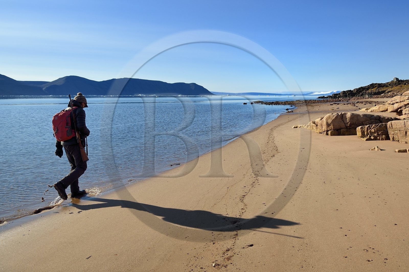 Groenland, cote Nord-Ouest, Murchison sound au nord de la baie de Baffin, Robertson fjord, sur une plage de Siorapaluk, village le plus septentrional du Groenland, la plupart de ses habitants vivent de la chasse
