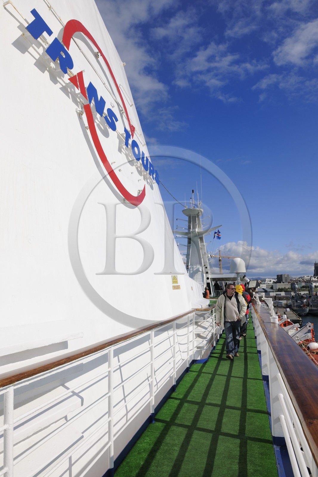 Iceland, Reykjavik, cruise ship Princess Danae moored in harbour