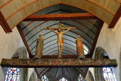 France, Finistère (29), Lampaul-Guimiliau, la poutre de gloire de l'église